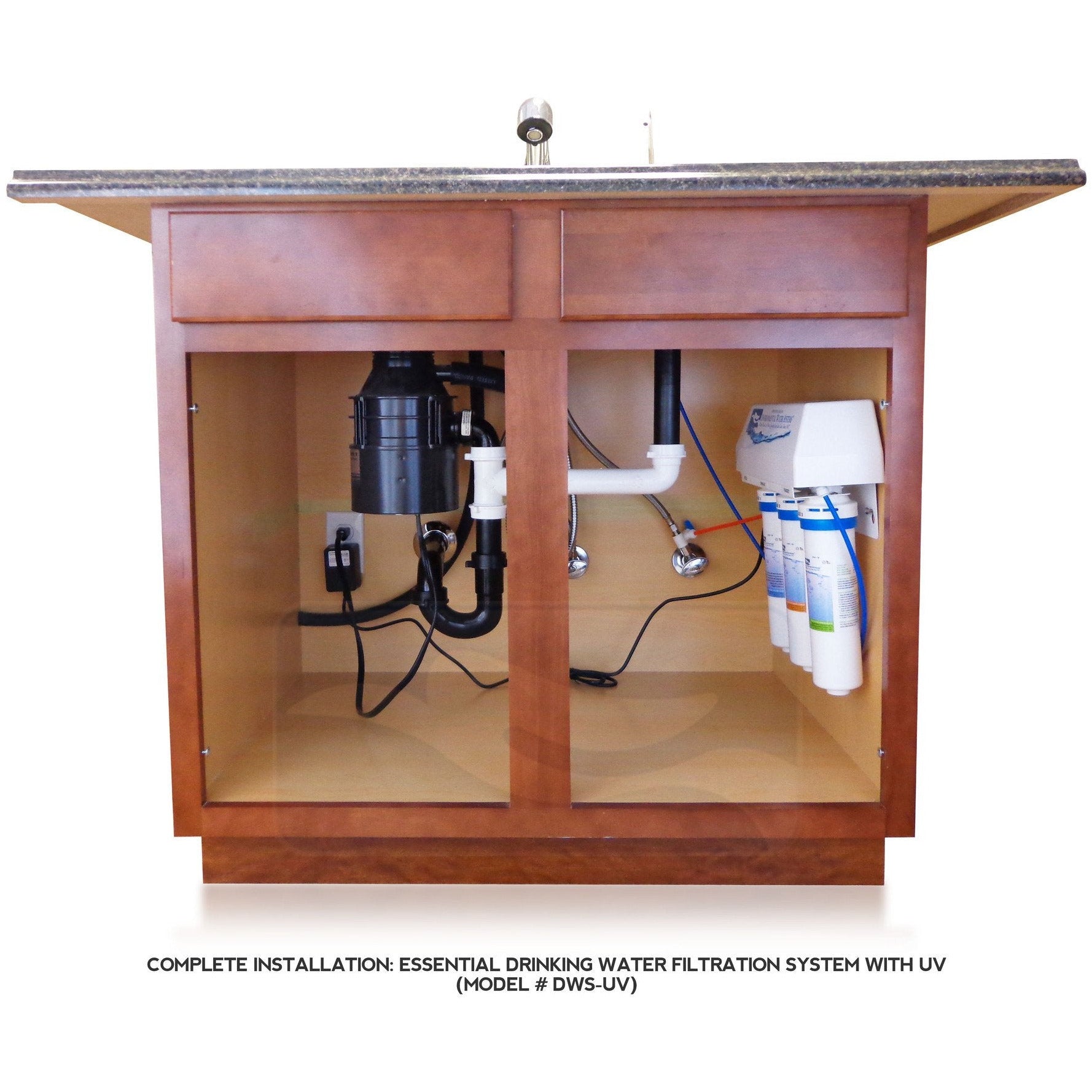 EWS DWS UV Under Sink 3-Stage Water Filtration System with UV Disinfection - Pure Drinking Water for Home, Kitchen & Office Use
