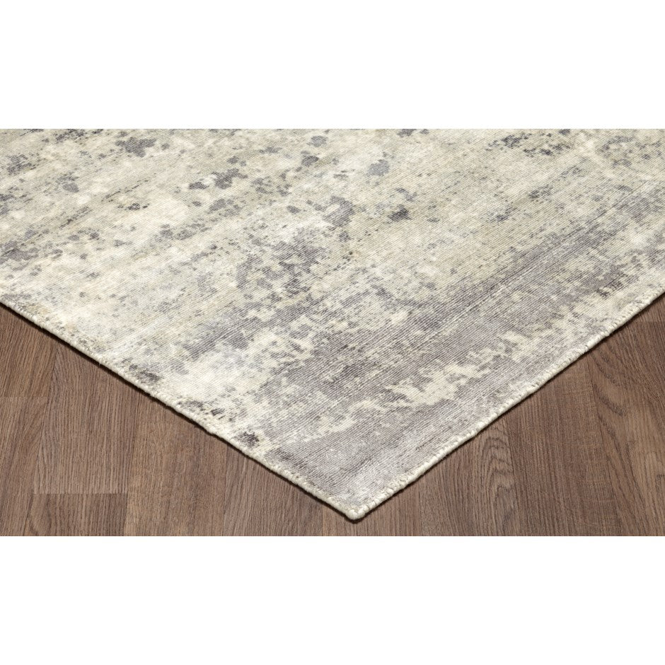 Allure Hand Loomed Viscose Ivory Grey Area Rug - Soft Bohemian Style Living Room Bedroom Decor