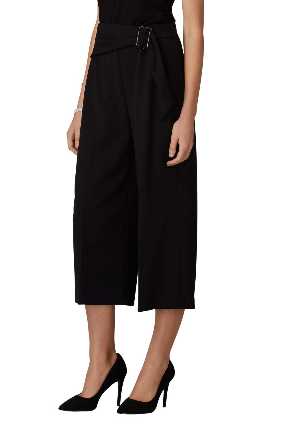 Women's High Waist Belted Crop Pants - Stretchy Comfortable Tapered Ankle Pants for Work, Travel & Casual Wear