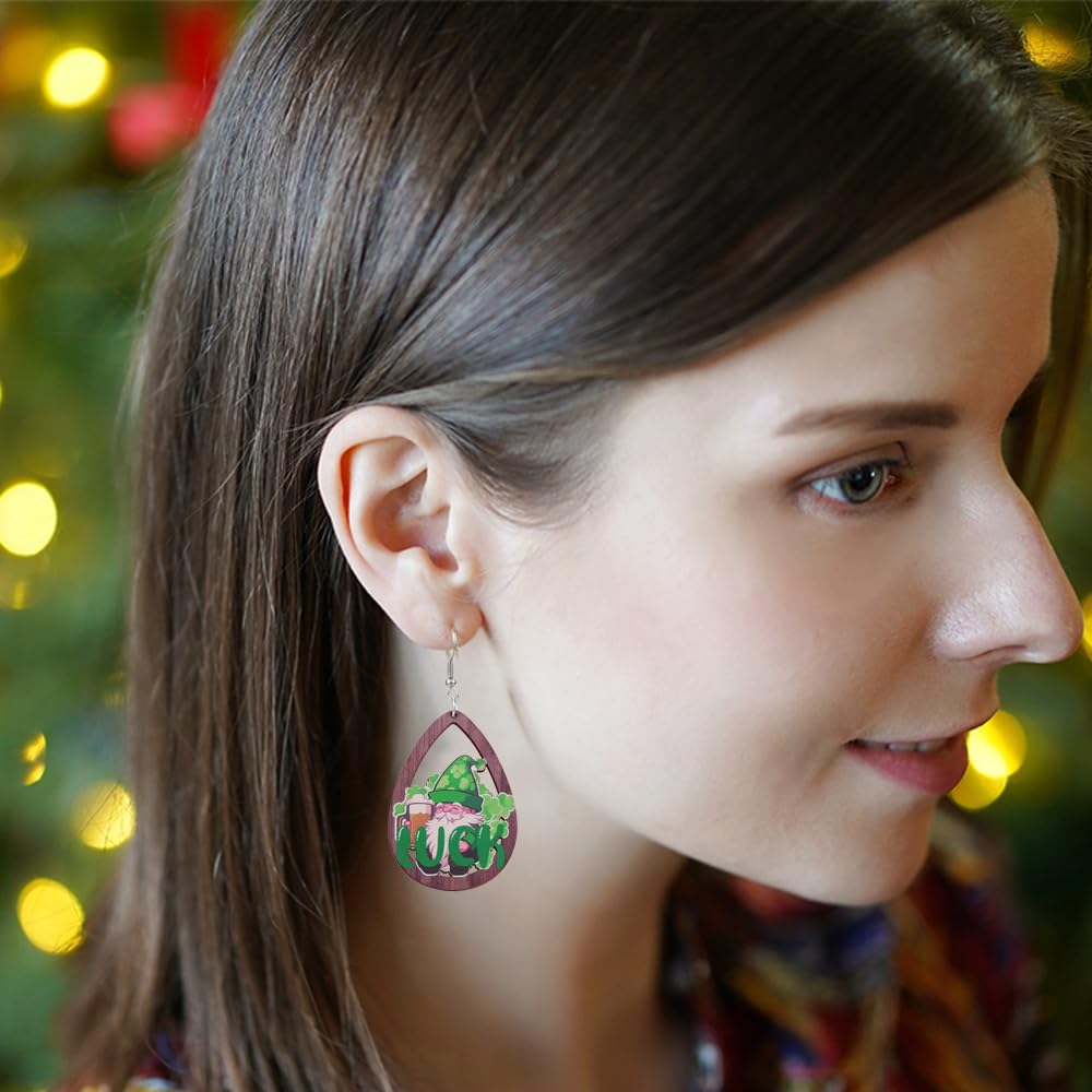 Lucky Green Shamrock Dangle Earrings for Women - St. Patrick's Day Clover Hat Drop Earrings Jewelry Gift (Perfect for Irish-Themed Parties, Festivals & Holiday Celebrations)