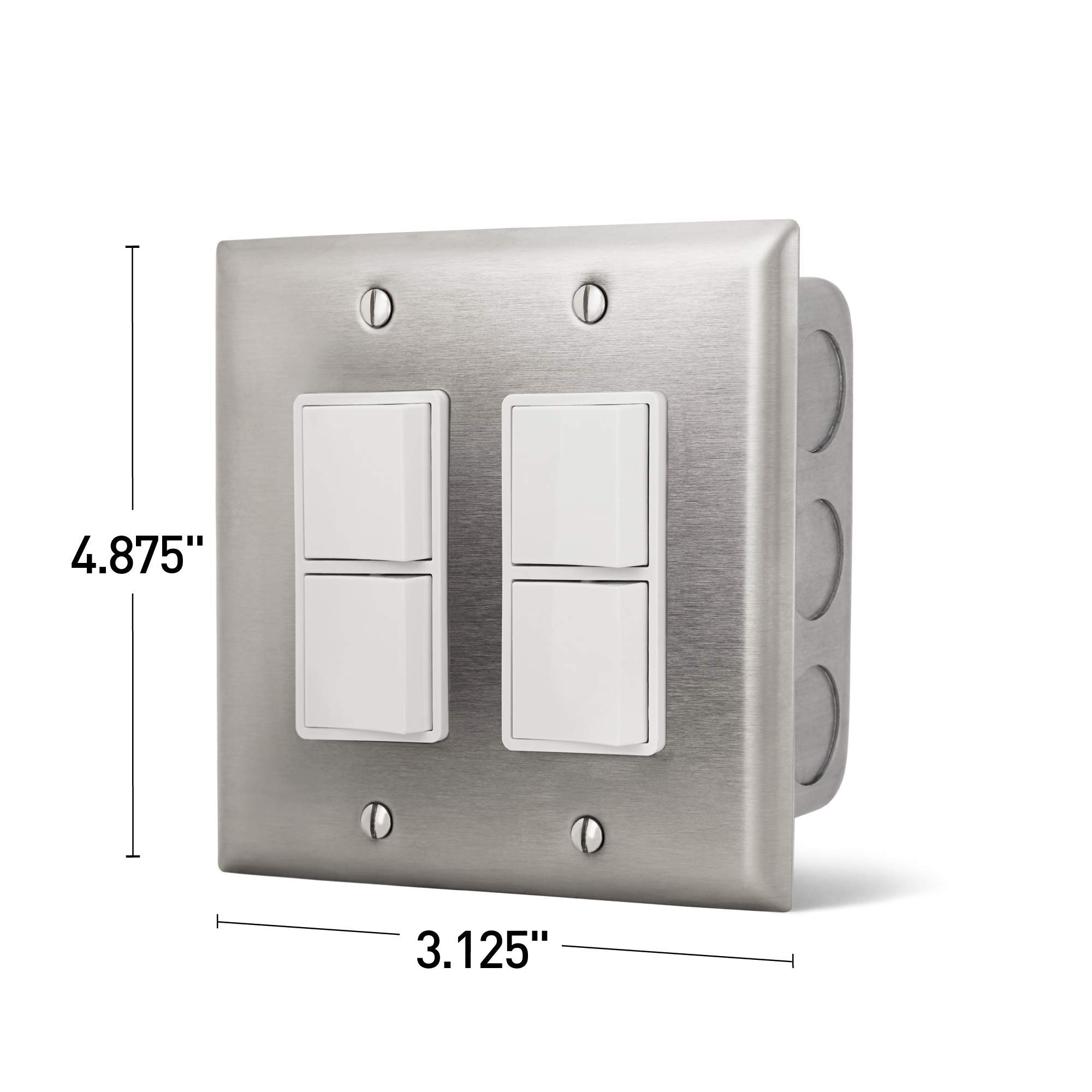 Infratech Dual Duplex Stack Switch - In-Wall Mounted Smart Control for Indoor Heating Systems (Model 14-4305) | Perfect for Home, Office & Commercial Spaces