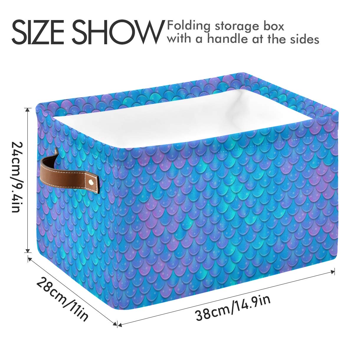 Blue Mermaid Storage Baskets - Collapsible Fabric Bin for Home & Bedroom Organization
