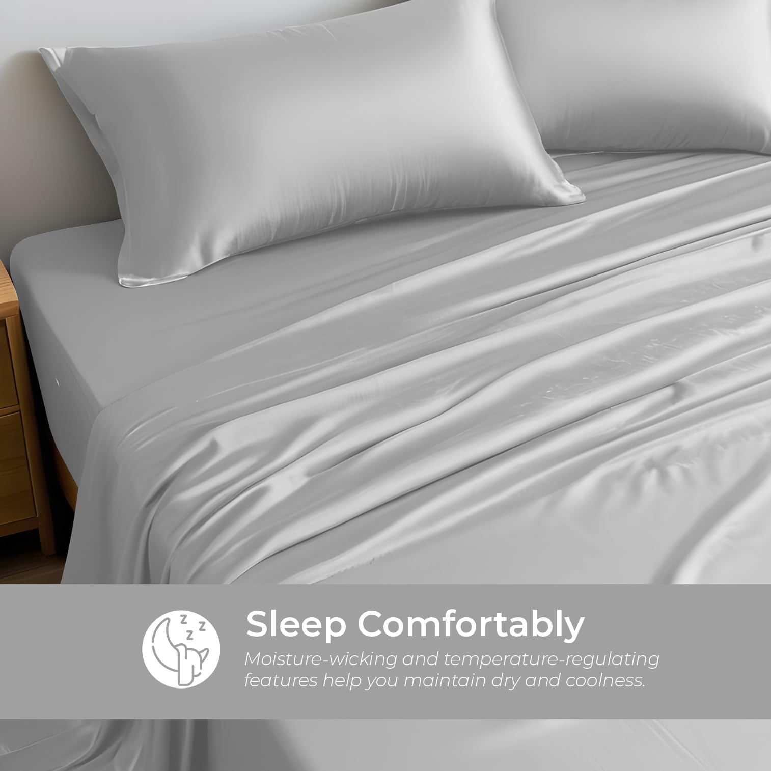 Premium Bamboo Rayon Twin Flat Sheet - Ultra Soft, Breathable & Cooling Bed Sheet for Hot Sleepers - Silver (Twin Size) - Perfect for Summer Nights & Guest Bedrooms