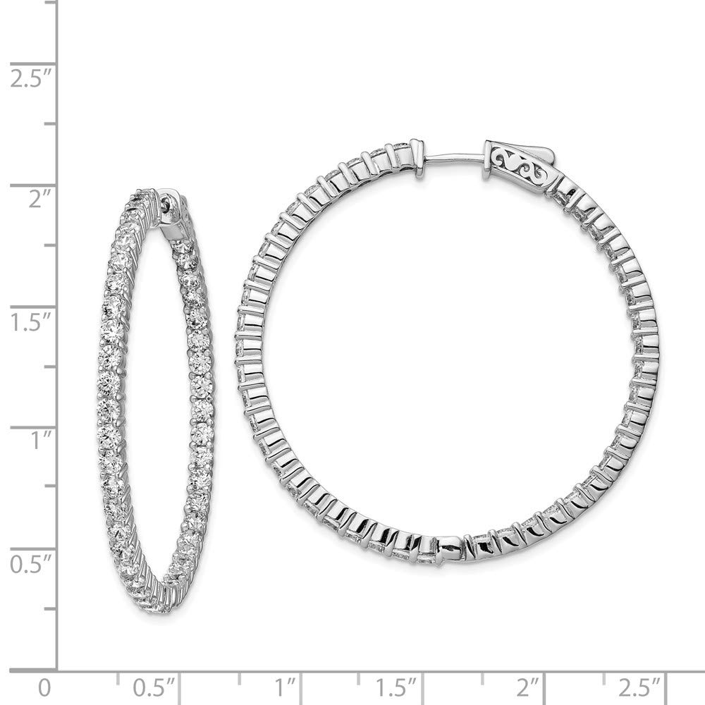 Sterling Silver Rhodium-Plated Cubic Zirconia Hoop Earrings for Women | In & Out Design | QE12995 | Perfect for Parties, Weddings & Everyday Wear