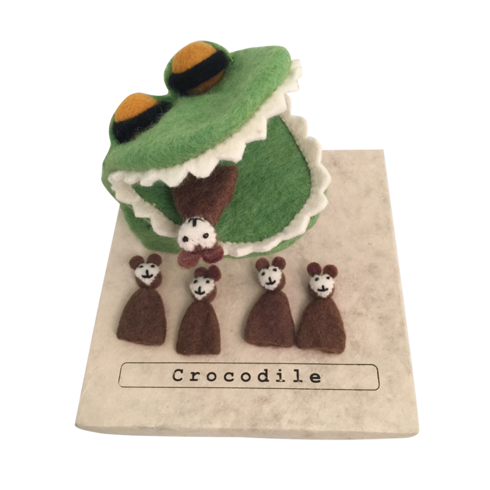 Crocodile & 5 Cheeky Monkey Story Puppet Set - Interactive Animal Hand Puppets for Kids Storytelling, Role Play & Early Education - Perfect for Classroom, Bedtime Stories & Family Fun
