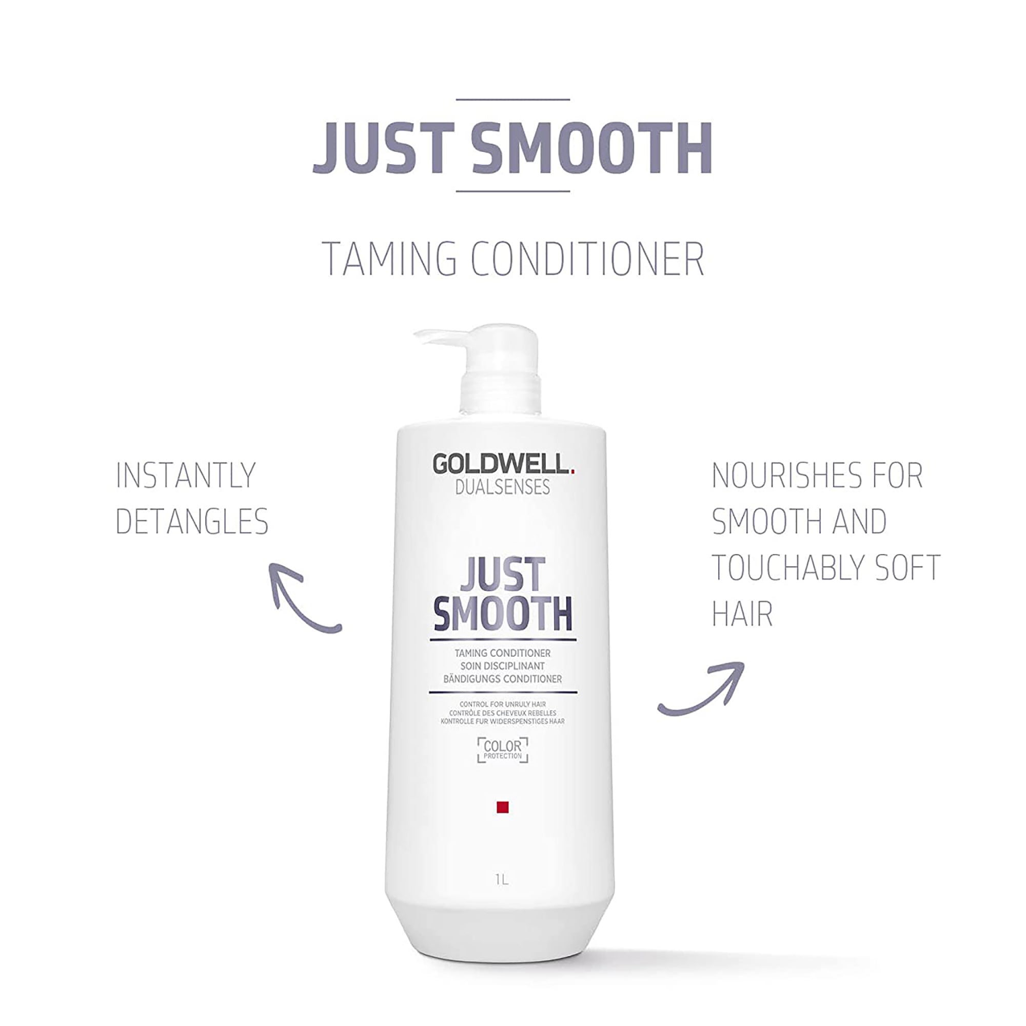 Goldwell Dualsenses Just Smooth Taming Shampoo & Conditioner Set (33.8oz Liter) - Hydrating & Frizz Control for Smooth Hair - Salon Quality Hair Care for Daily Use at Home or Professional Styling