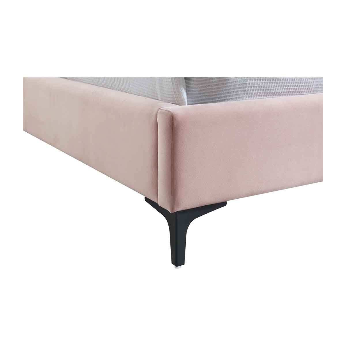 Georgia Velvet King Single Bed Frame - Blush Pink Upholstered Platform Bed with Wooden Slats | Perfect for Small Bedrooms, Guest Rooms & Dormitories