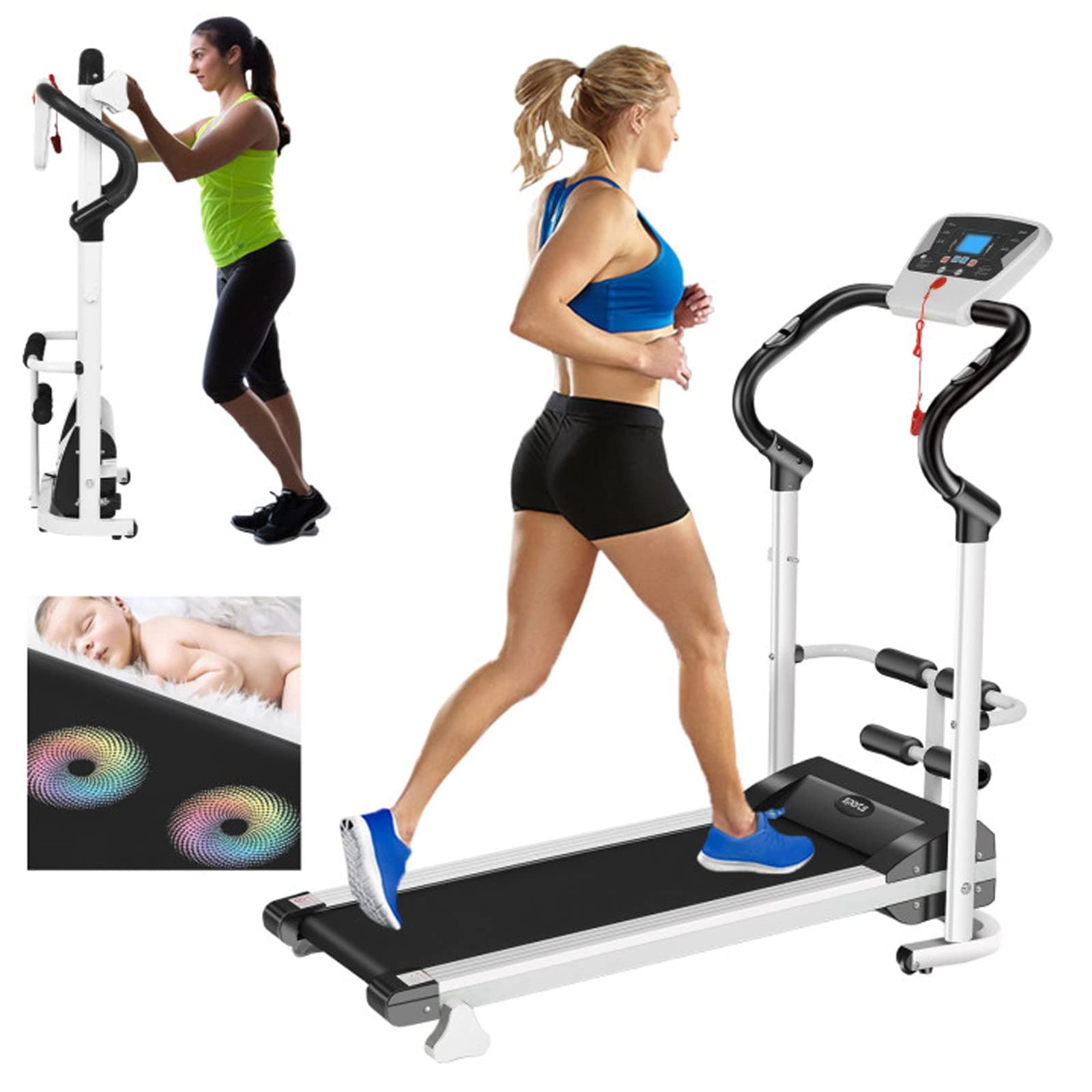 Foldable Under Desk Treadmill for Home & Office - Portable Electric Walking/Jogging Machine with Sit-up Holder, No Assembly Required - Perfect for Work from Home, Small Spaces & Apartment Workouts