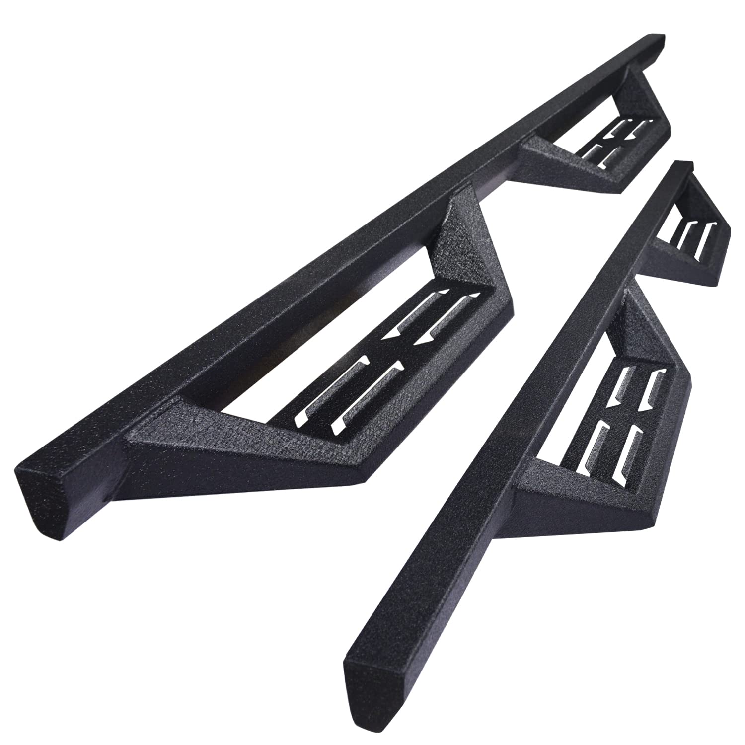 RYNOSKIN Heavy Duty Textured Black Running Boards & Nerf Bars - Compatible with 2007-2018 Jeep Wrangler JK 4 Door | Off-Road Side Steps | Durable Steel Construction | Perfect for Adventure & Daily Driving (2-Piece Set)