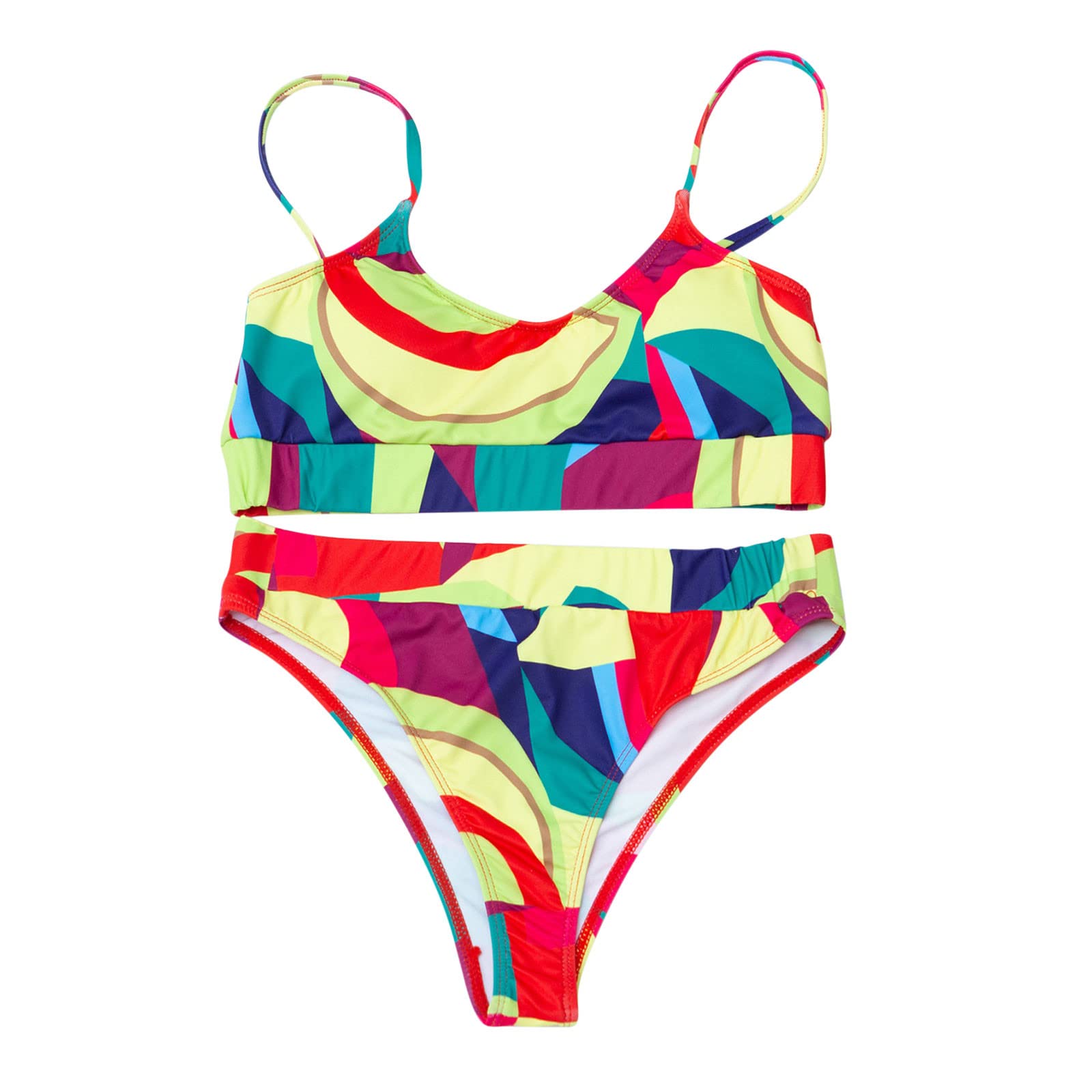 Women's Floral Print Bikini Set - High Waisted Swimwear with Stitching Details for Beach Vacation & Pool Party | Summer Swim Suit for Ladies
