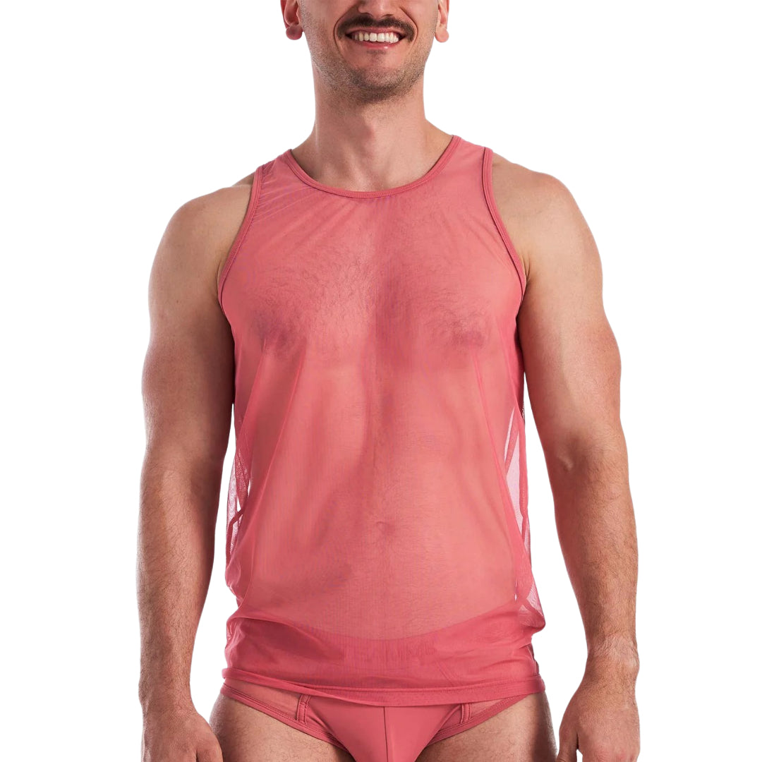 Teamm8 Score Sheer Mesh Tank Top - Baroque Rose Color - Perfect for Yoga, Workouts & Casual Wear