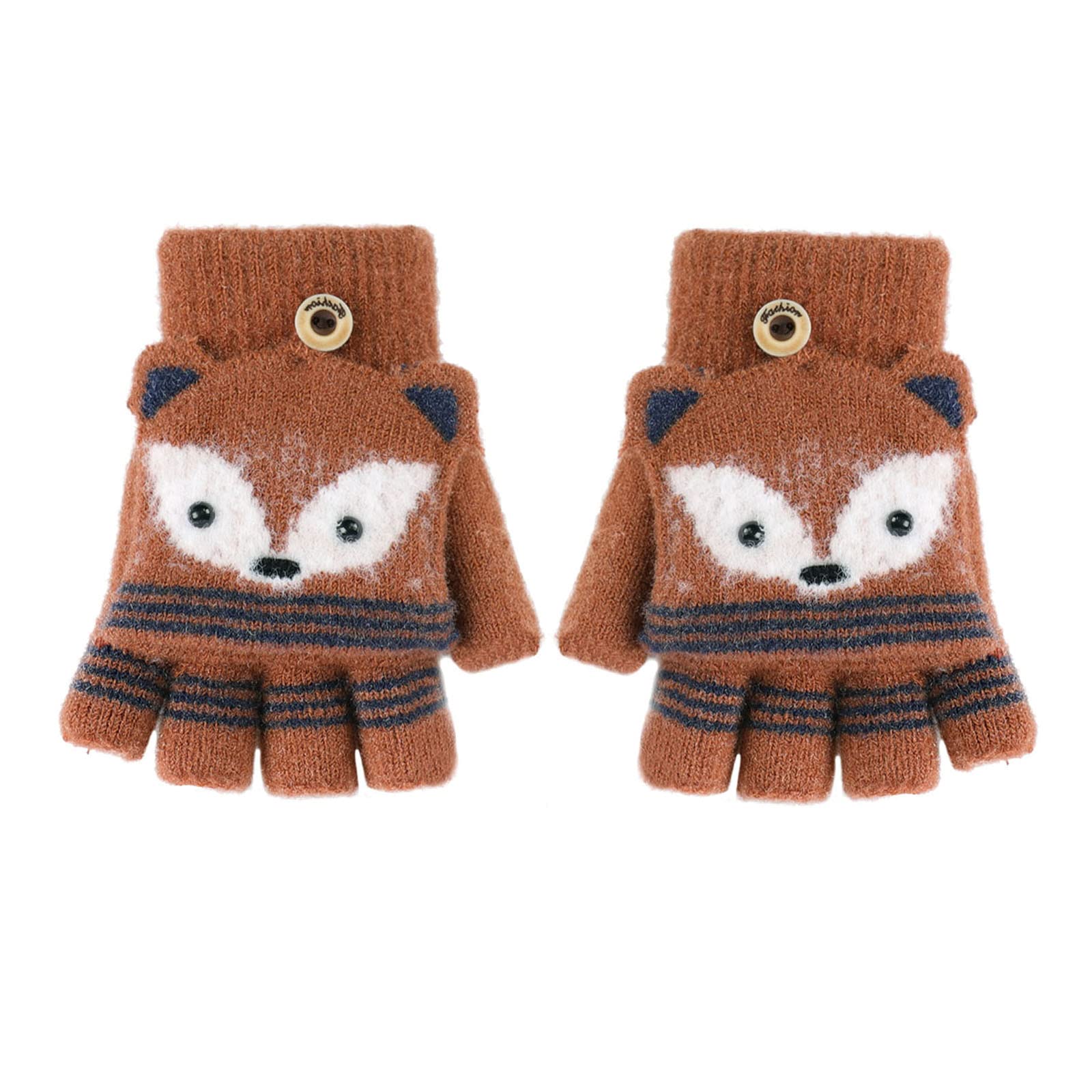 Warm Double Layer Knitted Winter Gloves for Kids 1-4 Years Old - Plush Hanging Neck Mittens with Rope, Full Finger Wrist Gloves for Toddlers - Perfect for Outdoor Play, Snow Activities, and Christmas Gifts for Boys & Girls