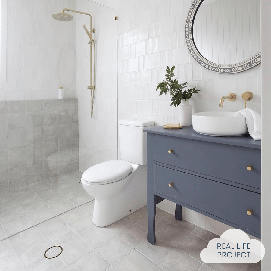 Premium White Encaustic Look Square Tile for Bathroom & Kitchen Flooring - Waterproof Ceramic Mosaic Tile for Coastal & Beach House Decor