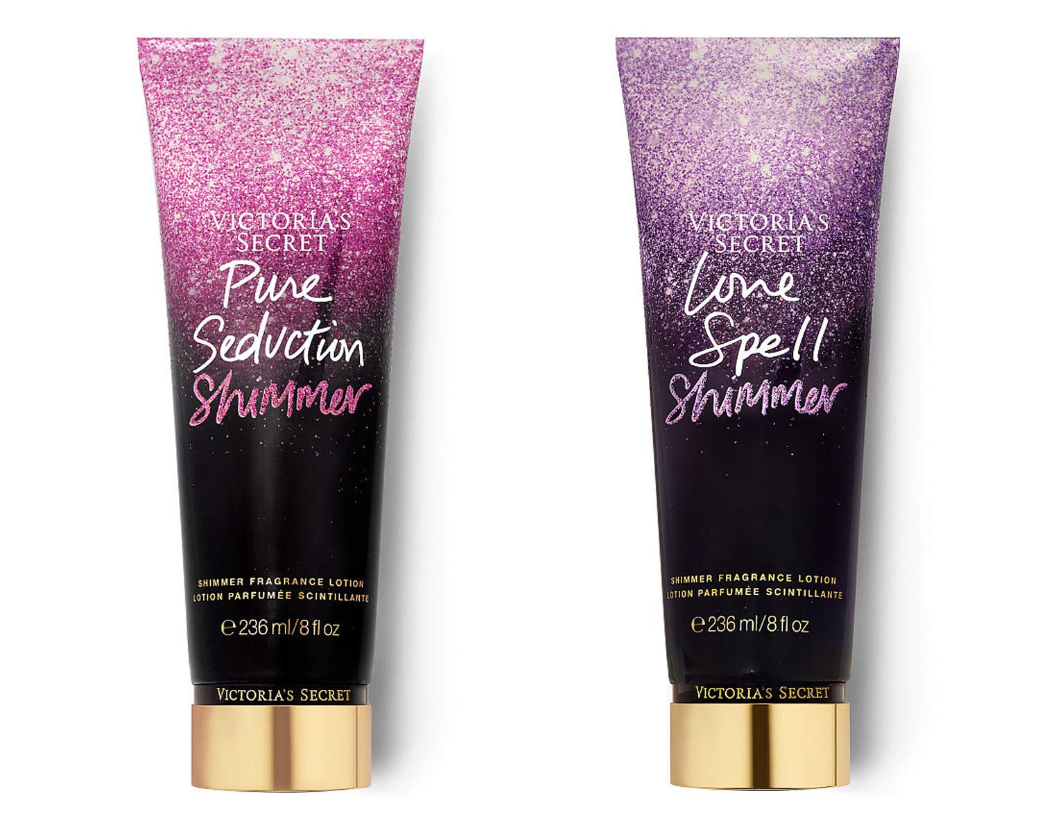 Victoria's Secret Love Spell & Pure Seduction Fragrance Lotion Set - 8 Oz Each (2-Pack) | Moisturizing Body Lotion for Women | Perfect for Daily Use, Gift Giving & Special Occasions