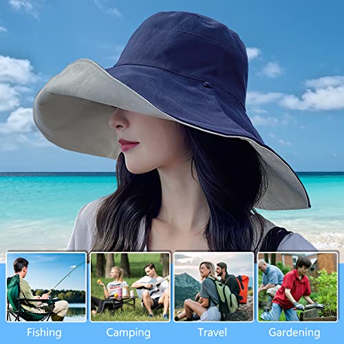 Women's Wide Brim Sun Hat for Beach - UPF 50+ UV Protection Summer Straw Hat for Outdoor, Travel & Vacation