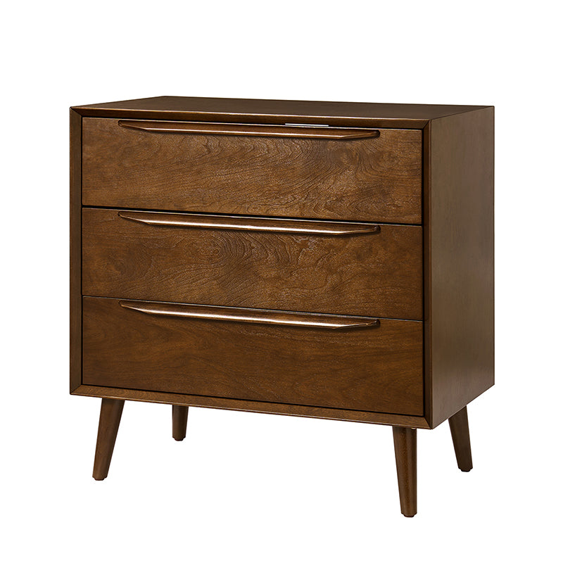 Rebecca 3-Drawer Mid-Century Modern Nightstand - Solid Wood Bedside Table with Storage for Bedroom, Living Room & Office - Perfect for Small Spaces & Home Decor