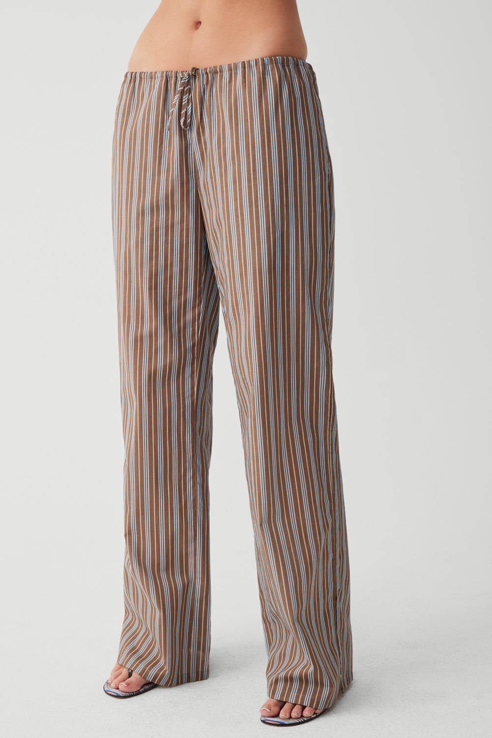 Daisy Striped Low Rise Pants for Women - Trendy Ocean Stone Print Casual Trousers | Perfect for Beach Outings, Summer Vacations, and Everyday Wear