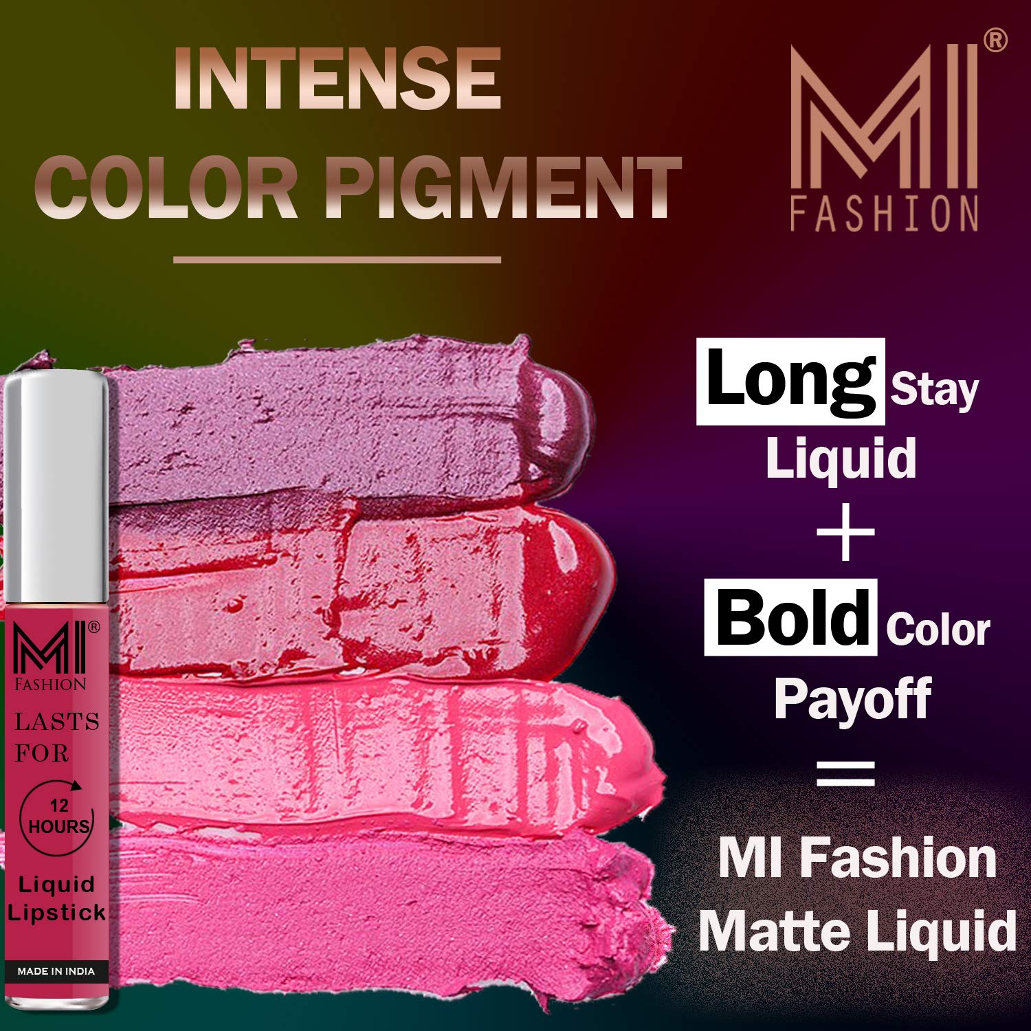 MI Fashion Matte Lipstick Set - 3 Pcs Liquid Matte Lipstick (Orange, Light Pink) for Women, Long Lasting & Moisturizing - Perfect for Parties, Dating & Daily Makeup Looks