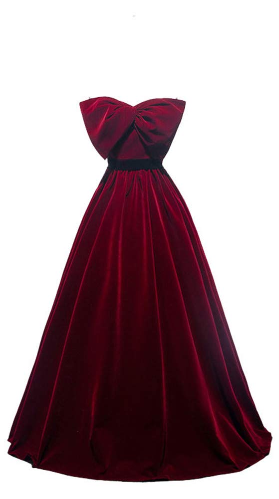 Burgundy Strapless Prom Dress with Lace-Up Back - Velvet Long Evening Gown for Formal Events | Perfect for Homecoming, Ball, and Special Occasions