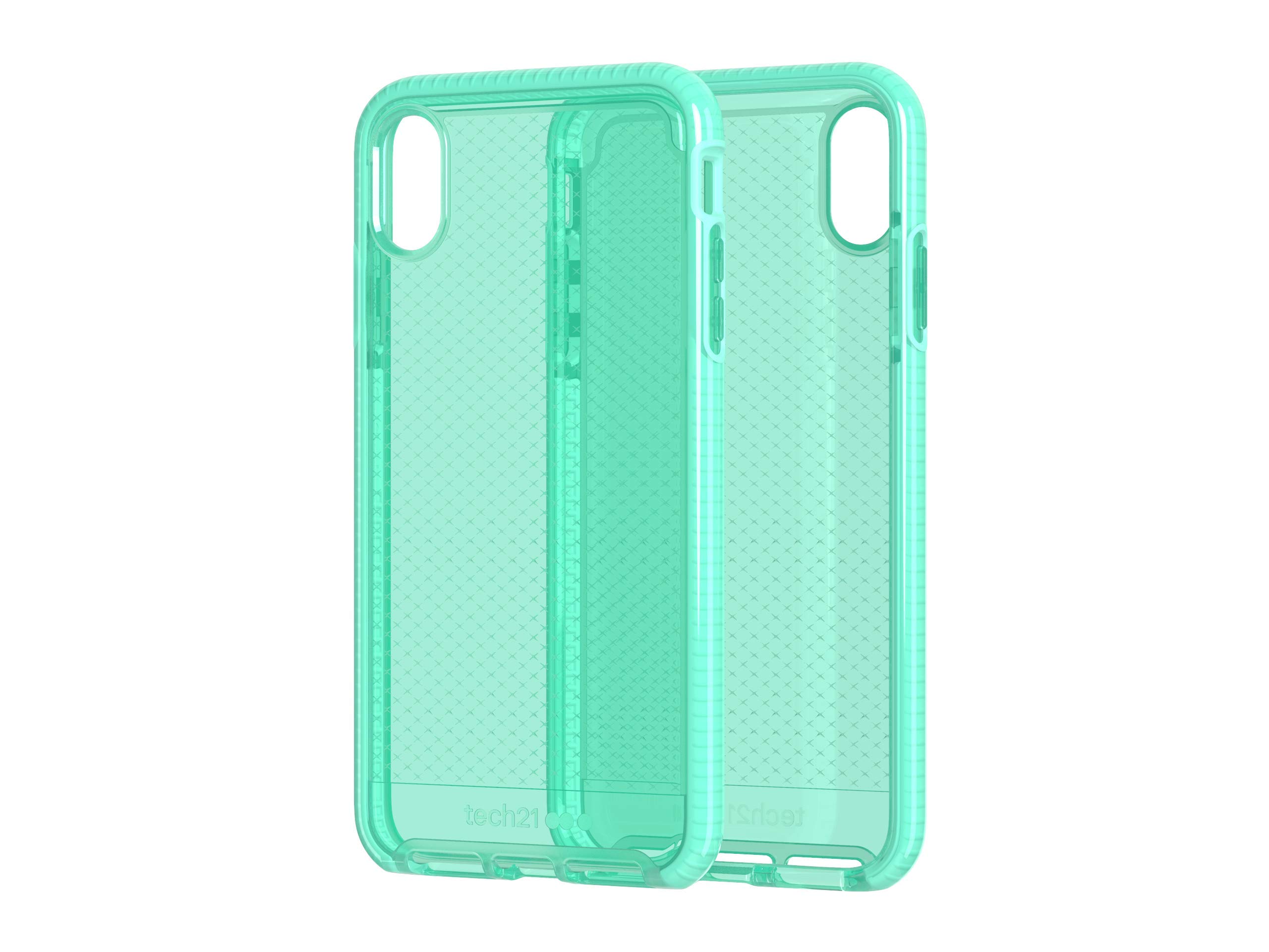 Tech21 Evo Check Protective Case for Apple iPhone Xs Max - Shockproof & Slim Design, Neon Aqua Color - Perfect for Outdoor Activities, Travel & Daily Use