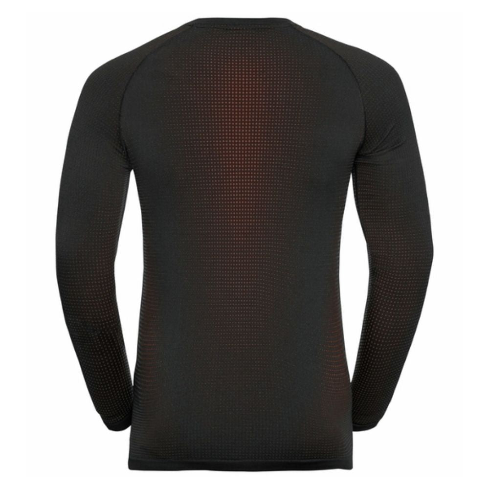 Odlo Men's Performance Warm Eco Long Sleeve Baselayer - Black | Moisture-Wicking & Thermal Underwear for Running, Hiking & Winter Sports