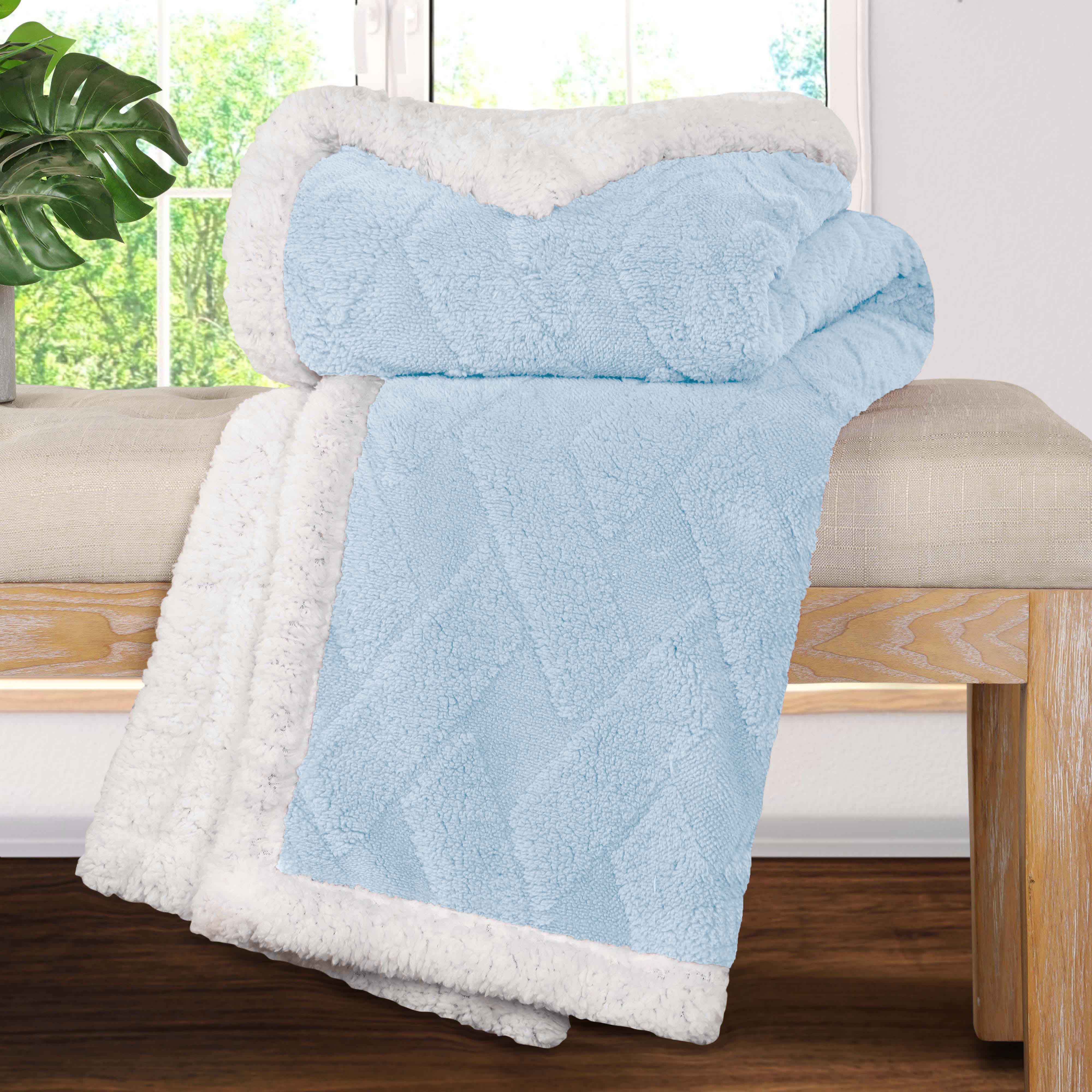 Nuuk Reversible Jacquard Lattice Plush Sherpa Fleece Blanket - Ultra Soft & Warm Winter Throw for Couch, Bed & Travel - Cozy Home Decor Gift for Christmas & Cold Weather
