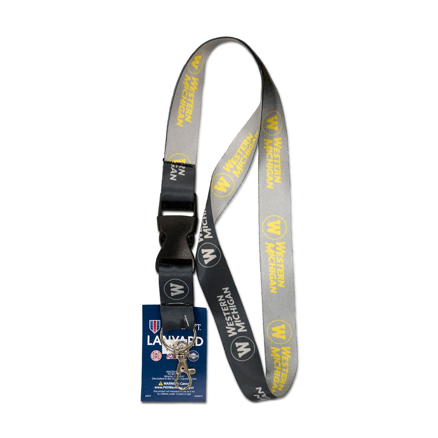Western Michigan Grey Lanyard - Durable Nylon Badge Holder with Metal Clip - Perfect for ID Cards, Keys, and Work/School Accessories