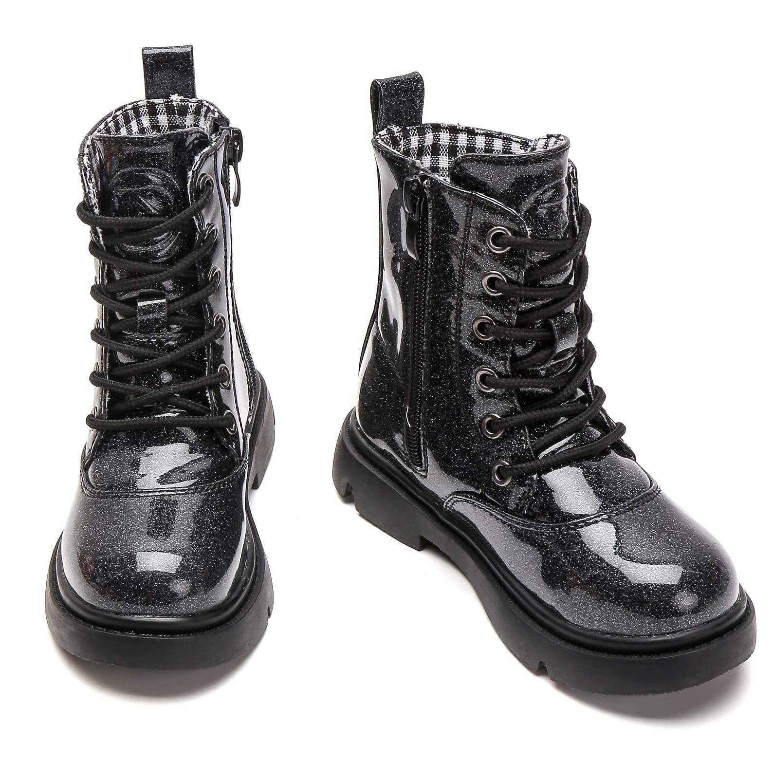 kkdom Boys Girls Waterproof Combat Boots with Lace Up & Side Zipper - Mid Calf Height for Toddler, Little Kid & Big Kid - Perfect for Outdoor Play, School & Rainy Day Adventures