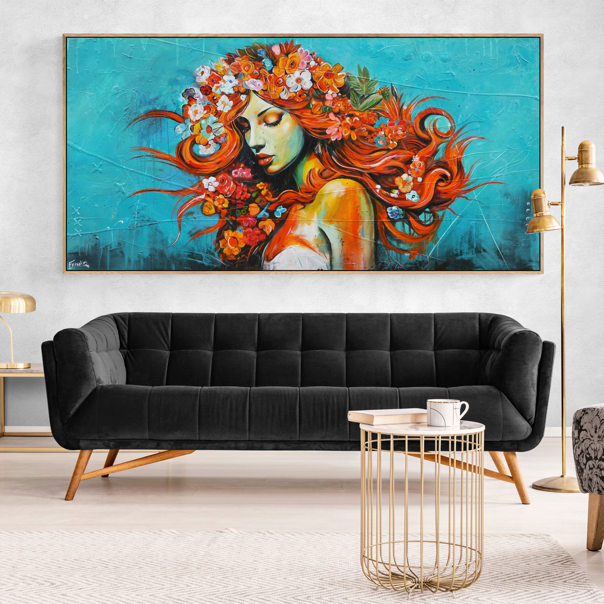 240cm x 120cm Ivy Textured Abstract Realism Canvas Wall Art - Modern Home Decor for Living Room, Bedroom & Office