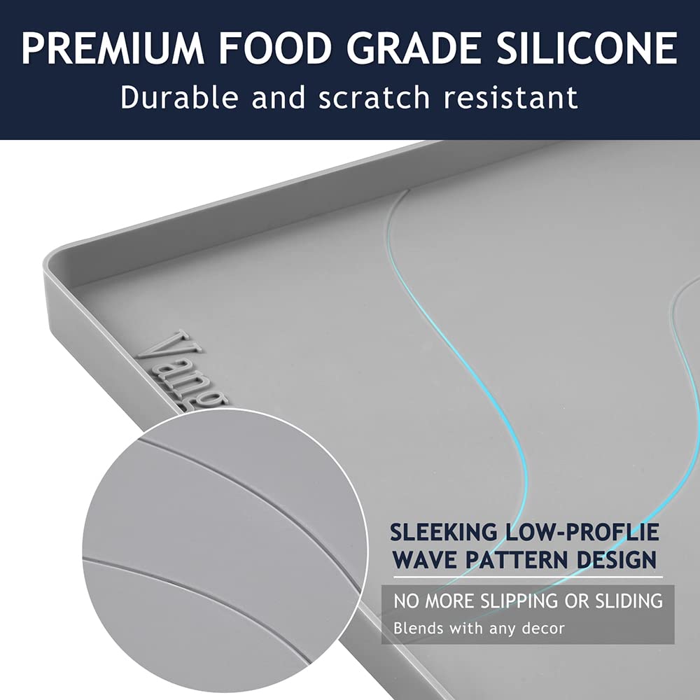 Heavy Duty Under Sink Mat 28x22 Inch - Extra Thick Silicone Waterproof Cabinet Liner for Kitchen & Bathroom - Durable Drip Leak Spill Protector - Non-Slip Gray Sink Mat - Perfect for Countertop, Cabinet & Floor Protection