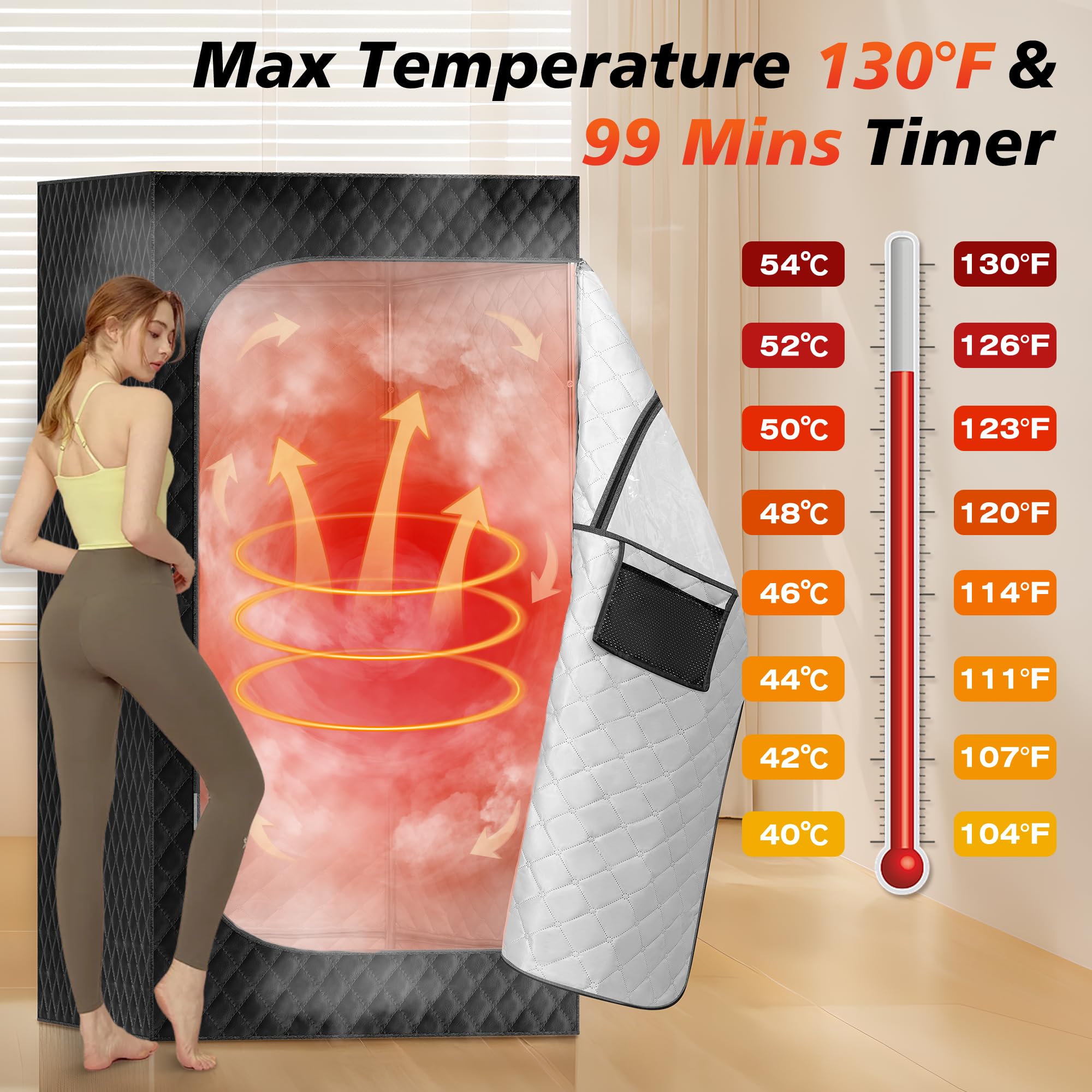 Portable Sauna Tent for Home - Personal Steam Sauna with Remote Control, Folding Chair & Mat | Detox & Relaxation | Perfect for Home Spa, Yoga & Weight Loss Therapy