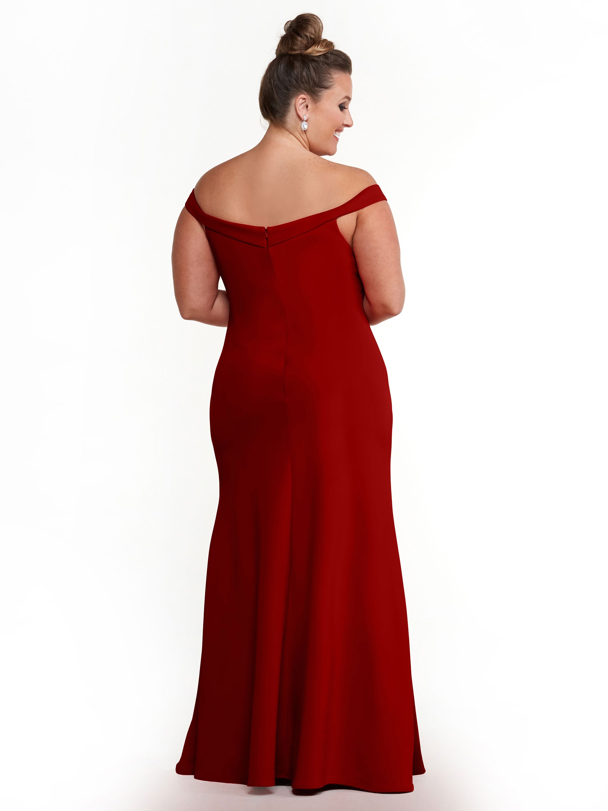 Elegant 83048 Double Knit A-Line Bridesmaid Dress with Off-the-Shoulder Sleeves - Perfect for Weddings, Formal Events & Special Occasions