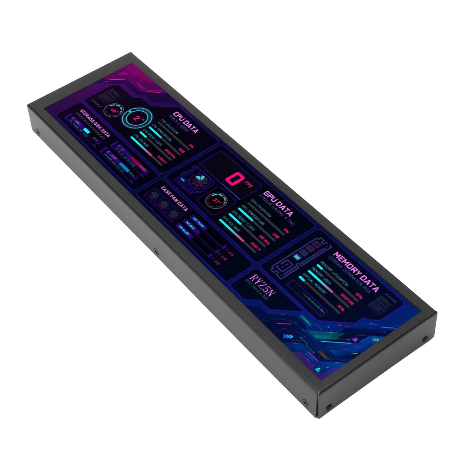 8.8 Inch IPS PC Temperature Monitor - 1920x480 60Hz DIY Sensor Panel with 360° Rotation & Precise Cutout for Desktop Computers | Perfect for Gaming Rigs, Workstations & PC Build Monitoring (Black)