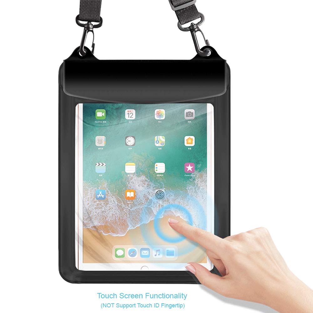 **Universal Waterproof Tablet Case - Dry Bag for iPad 10.2/9.7, iPad Pro 11/10.5, iPad Air, Samsung Galaxy Tab, Surface Go & More - Perfect for Swimming, Boating & Outdoor Adventures (Black)**