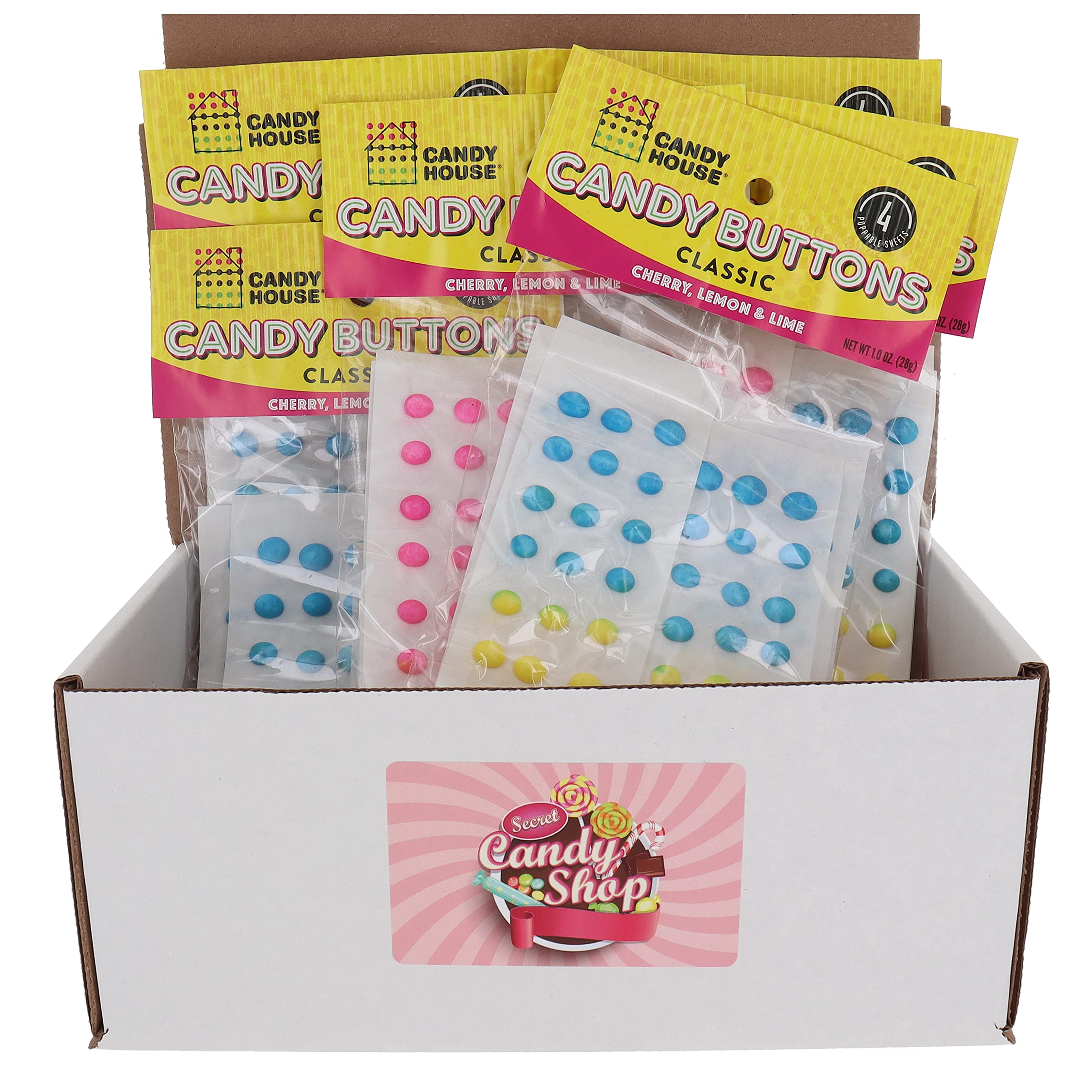 Secret Candy Shop - 6 Pack Candy Buttons (24 Strips, Wrapped) for Parties & Gifts