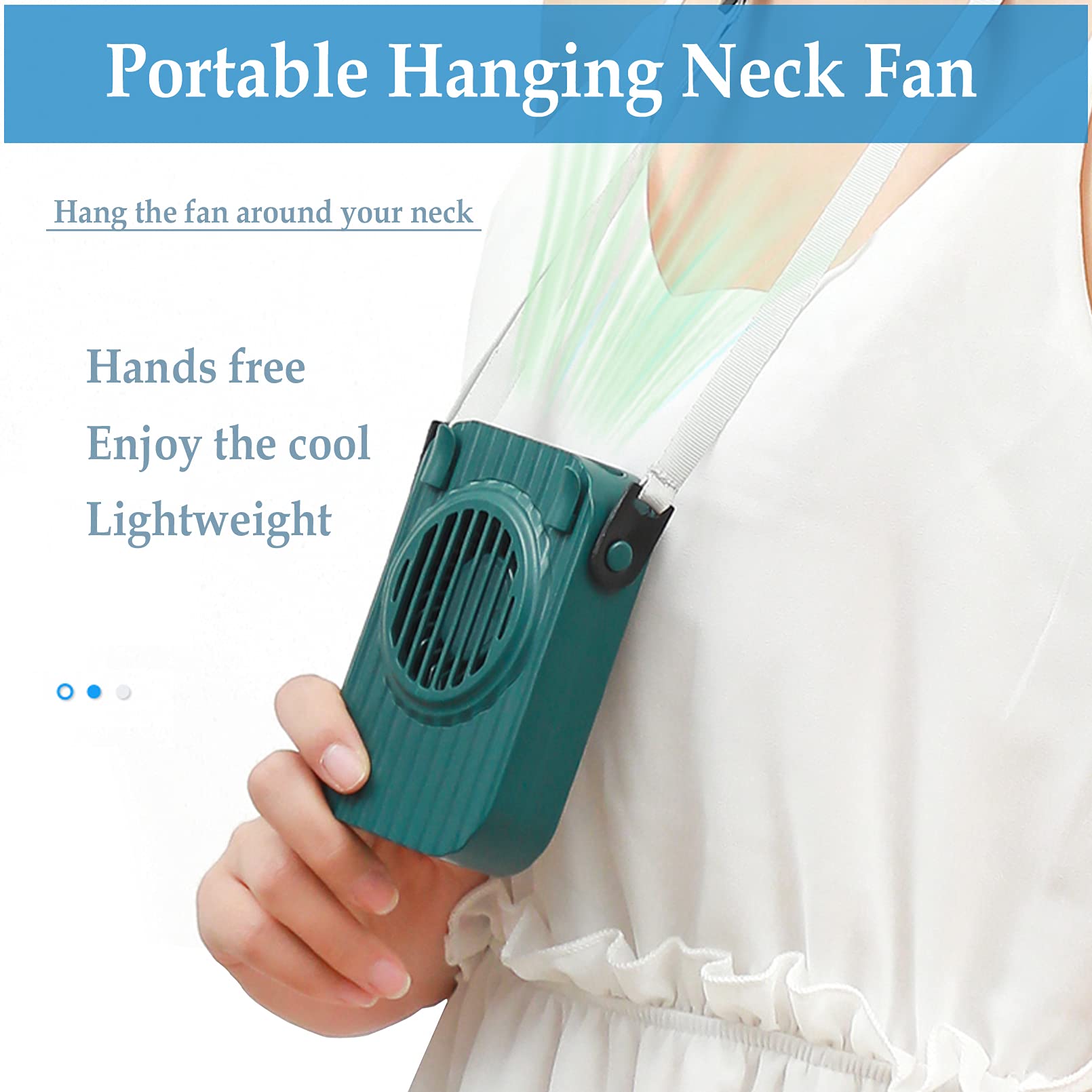 3 in 1 Rechargeable USB Waist Fan, Necklace Fan & Desk Fan - 3 Speed Adjustable Hands-Free Wearable Cooling Fan for Women, Men & Kids - Perfect for Outdoor Travel, Office, Sports & Summer Activities
