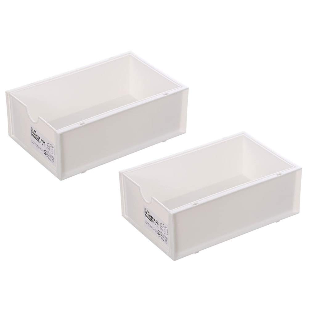2-Pack Hemoton Stackable Plastic Storage Drawers - White Office Desk Organizer for Jewelry, Stationery & Small Items | Perfect for Home, Office & Craft Room Organization