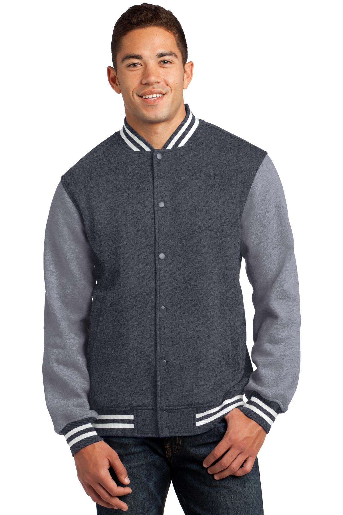 Sport Tek Men's Fleece Letterman Jacket - Warm & Stylish Varsity Jacket for Men | Perfect for Casual Wear, Outdoor Activities & Sports Events