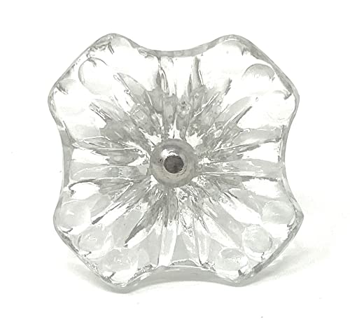 Clear Glass Faceted Square Knob for Furniture - Drawers, Cabinets, Dressers