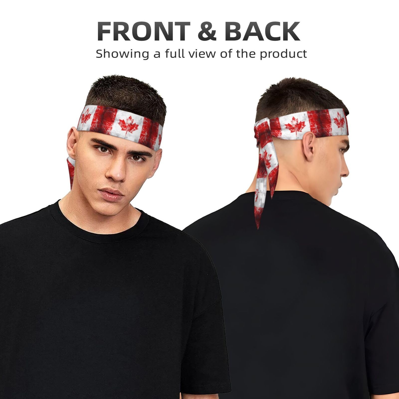 MYGANN Retro Canada Flag Unisex Sports Bandana - Reversible Headband & Neck Scarf for Yoga, Fitness, Jogging, Running, Hiking & Outdoor Activities
