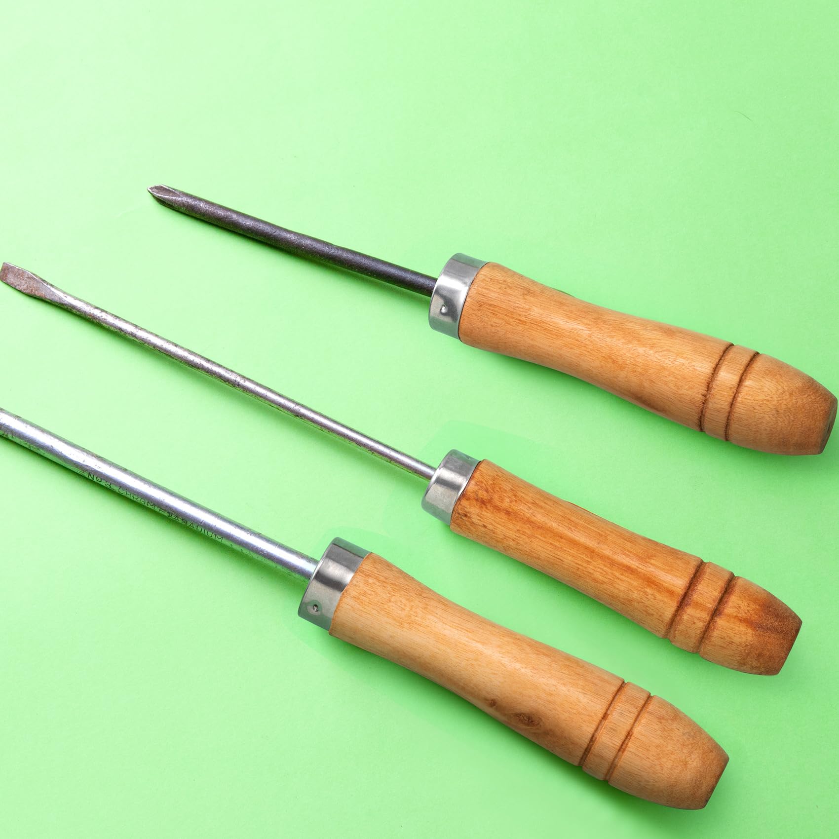 4-Piece Wooden File Handle Set with Heavy-Duty Metal Collars - Medium (6