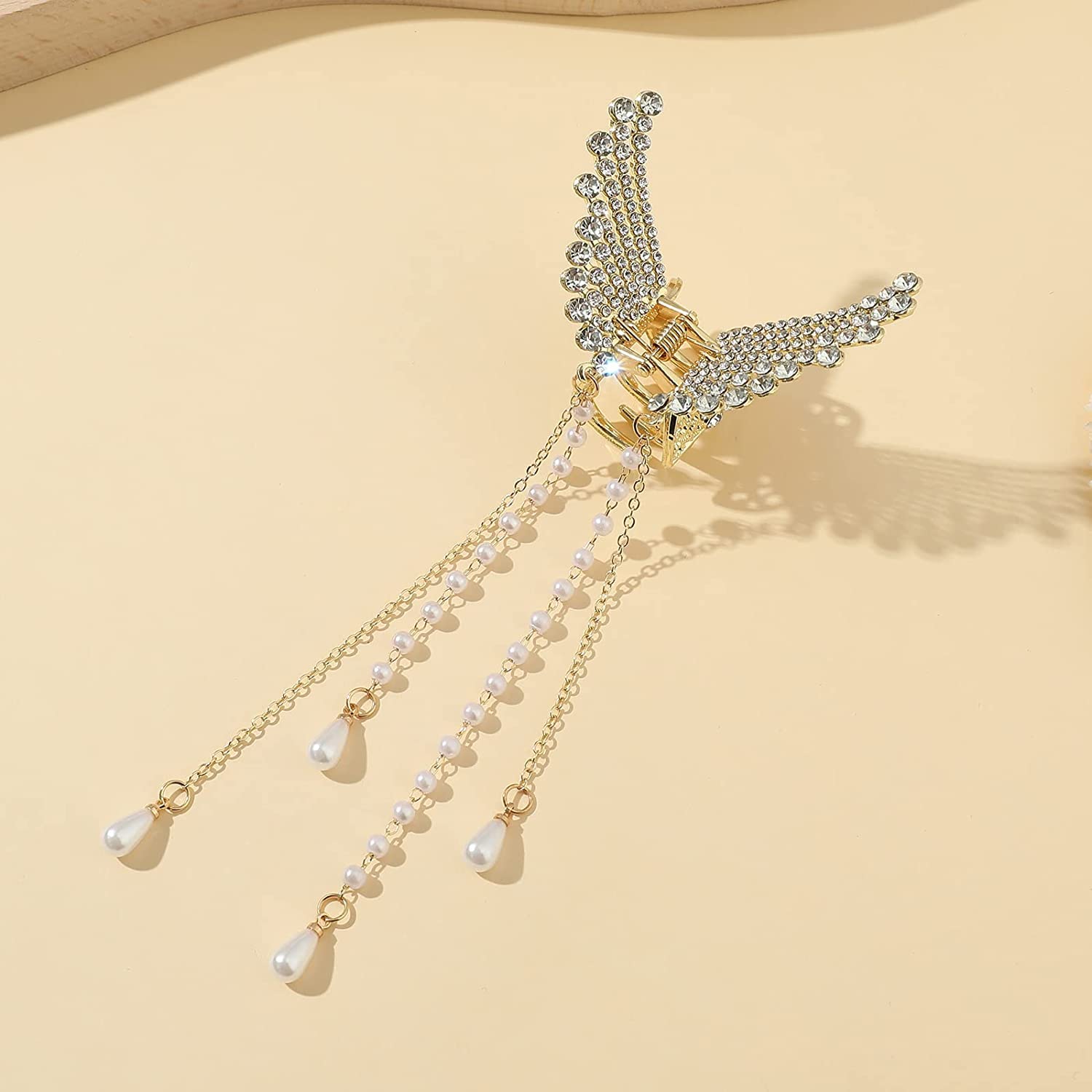 TOPPROSPER Rhinestone Crystal Pearl Butterfly Hair Clips for Women - Elegant Tassel Hairpins for Parties, Weddings & Special Occasions - Shiny Hair Accessories Gift Set for Birthday, Bridal & Prom
