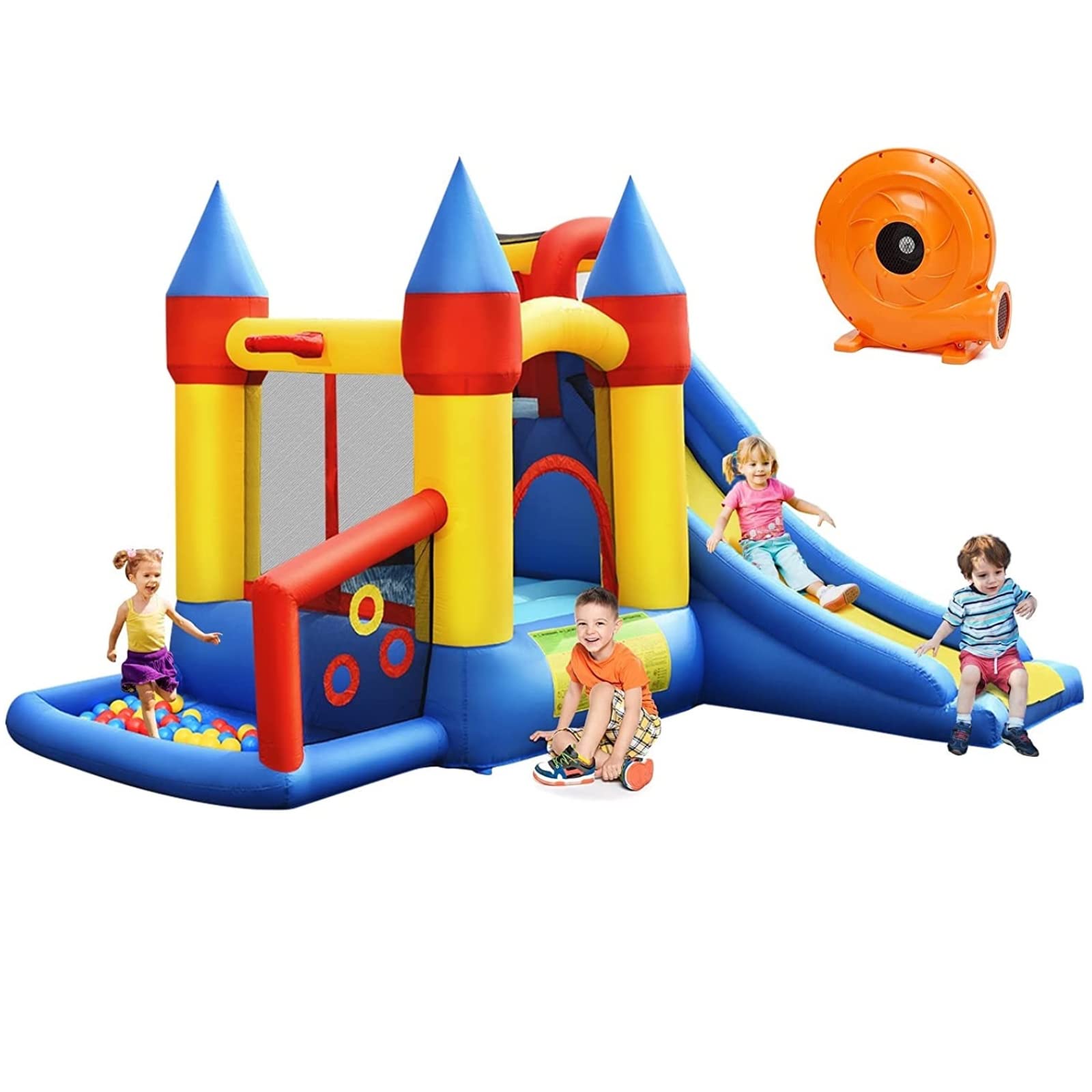 BOUNTECH Inflatable Bounce House for Kids Ages 5-12 - Indoor/Outdoor Bouncy Castle with 780W Blower & 50 Ball Pit Balls - Portable Toddler Jumping Playhouse for Backyard, Park, Birthday Parties - Perfect for Family Fun, Outdoor Play & Birthday Gifts