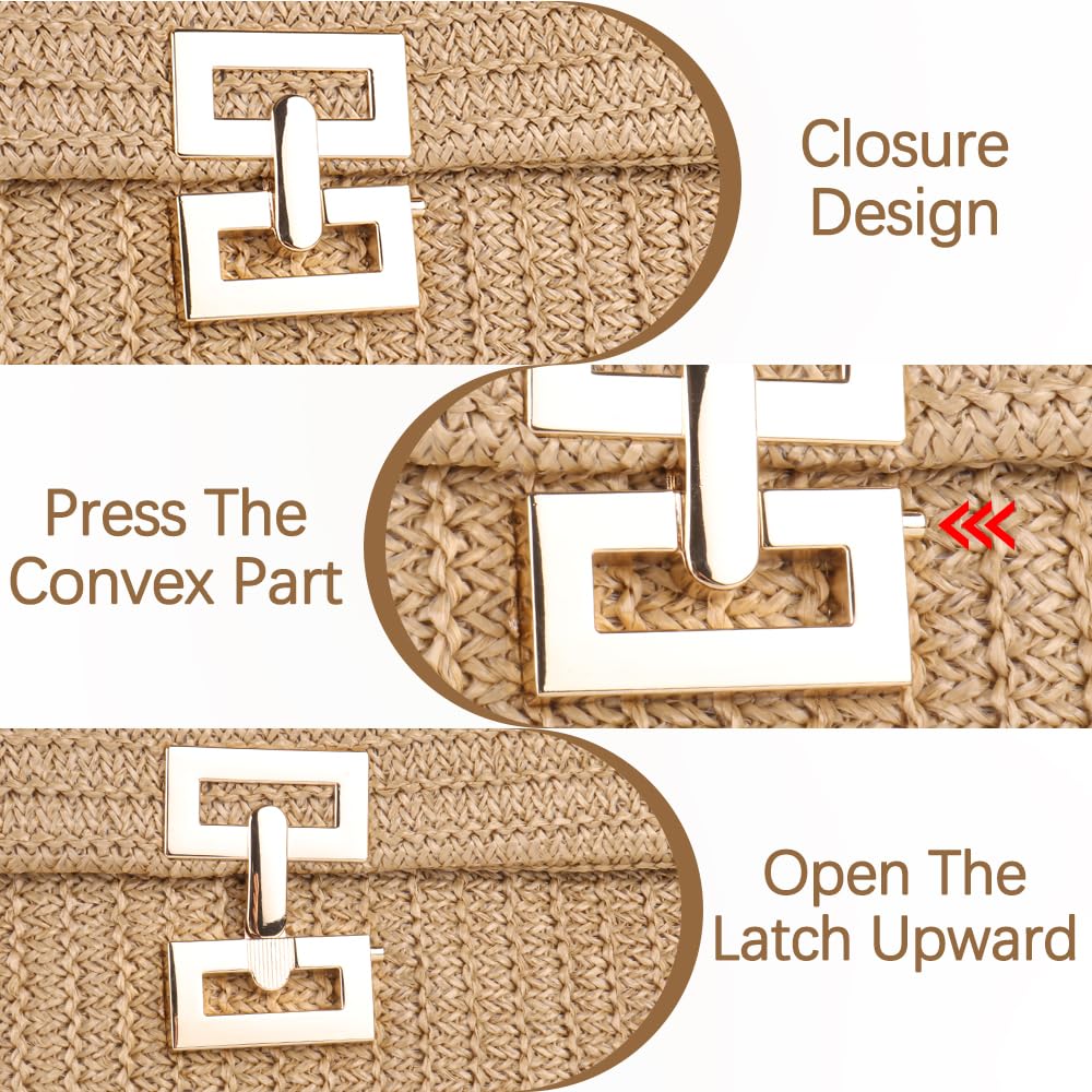 Gadom Woven Straw Clutch Purse for Women - Boho Crossbody Shoulder Bag for Summer Beach, Evening Out & Vacation Accessories | Perfect for Parties, Weddings & Tropical Getaways