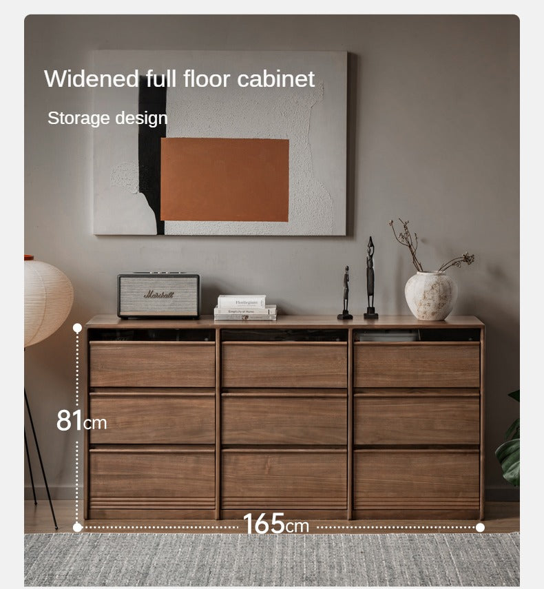 Premium Black Walnut Solid Wood Dresser with 6 Drawers - Handcrafted Wooden Storage Chest for Bedroom, Living Room & Office Organization