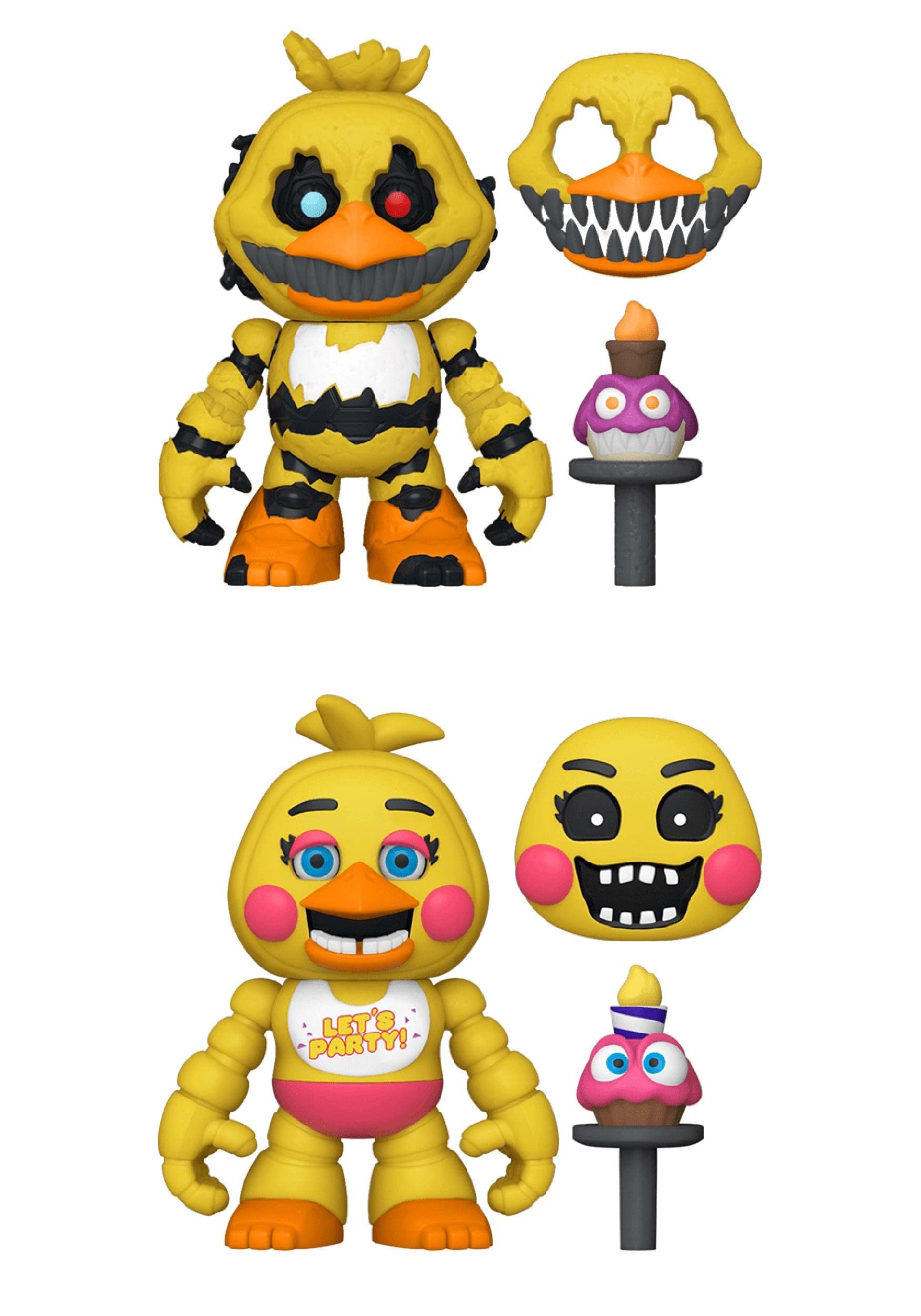 Funko Five Nights at Freddy's (FNAF) Snap: Nightmare Chica & Toy Chica 2-Pack Vinyl Collectible Figures - Official Merchandise Gift for Kids and Adults - Horror Game Character Collectibles for Display, Gaming Room Decor, and FNAF Fans
