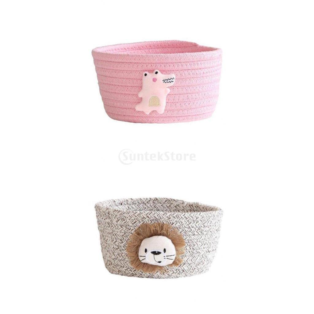 FAKEME 2-Pack Handwoven Cotton Toy Storage Baskets - Decorative Organizer for Kids' Room, Playroom & Nursery | Perfect for Storing Stuffed Animals, LEGO Blocks & Small Toys