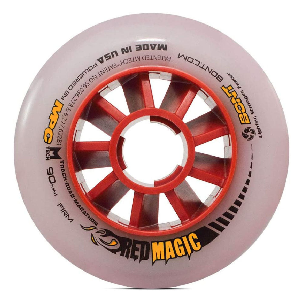 Bont Red Magic 90mm Inline Speed Skate Wheels - High Performance Racing Wheels for Professional Inline Skating and Speed Training