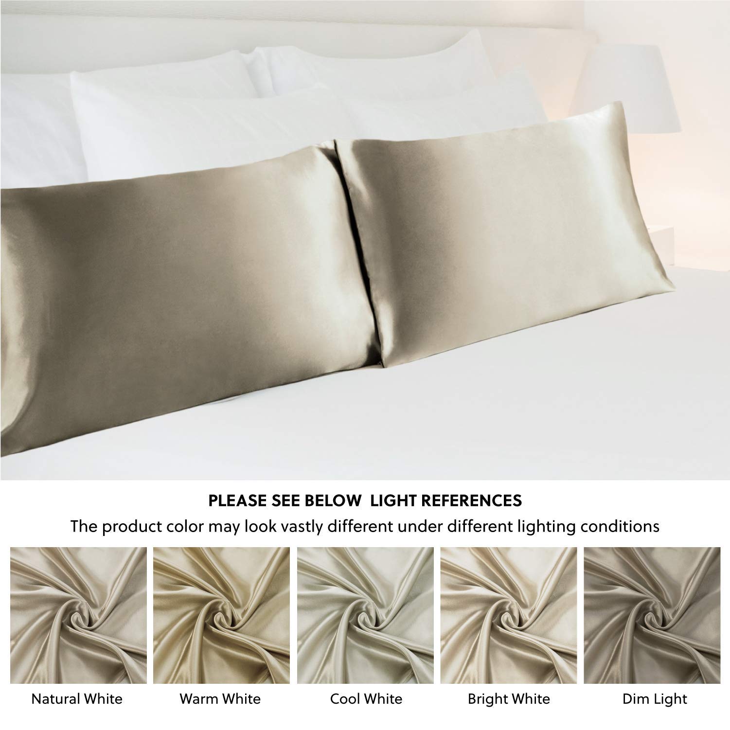 Luxury Satin Pillowcase for Hair and Skin - 2 Pack Super Soft Cooling Pillow Cases (20x30 Inches) with Envelope Closure - Taupe Color for Beauty Sleep & Skin Care - Perfect for Bedroom, Travel and Gift Giving