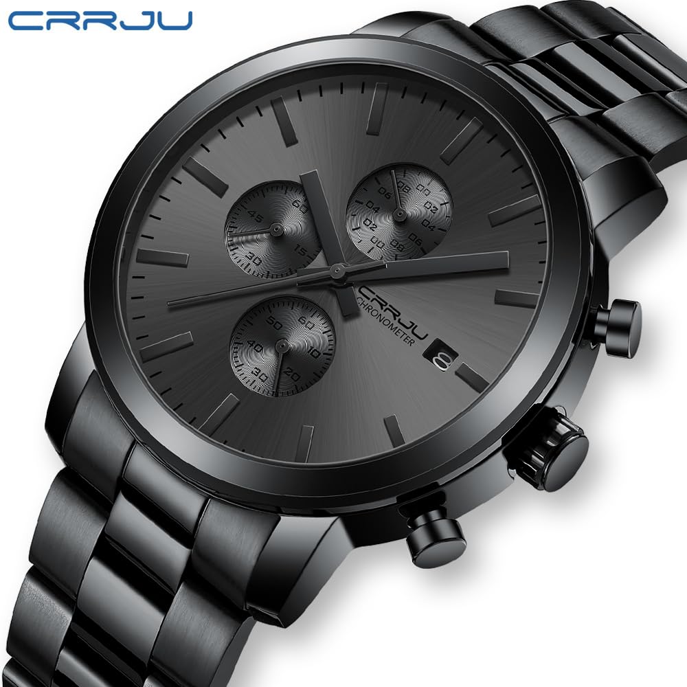Luxury Men's Stainless Steel Waterproof Chronograph Business Watch - Analog Quartz Wristwatch with Calendar - Perfect for Office, Formal Events & Everyday Wear